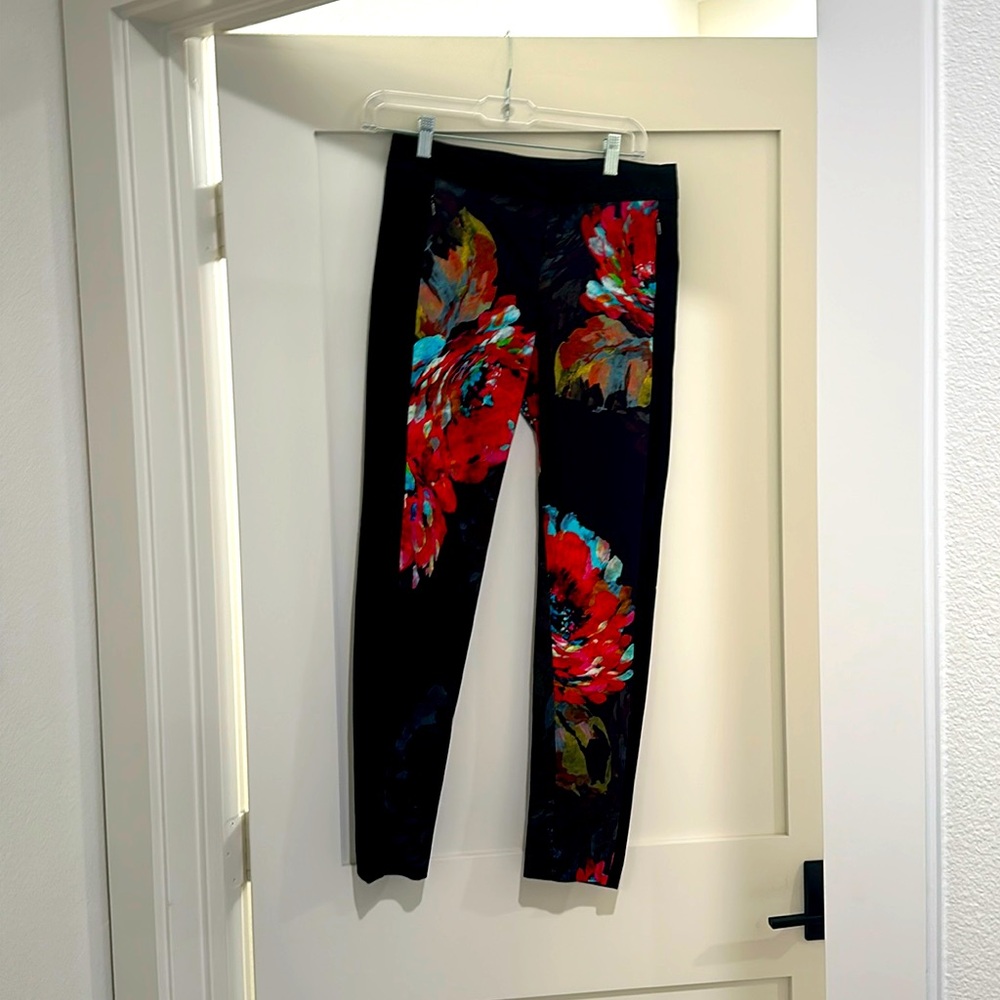 Trina Turk Womens Festive Floral Pants Black Multi Size 00